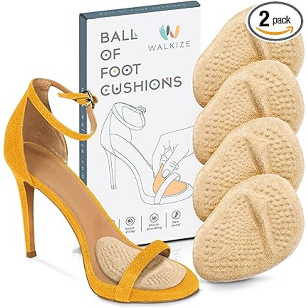 New Walkize Womens Dark Tan Self Adhesive Ball of Foot Cushions Shoe Insert Pads